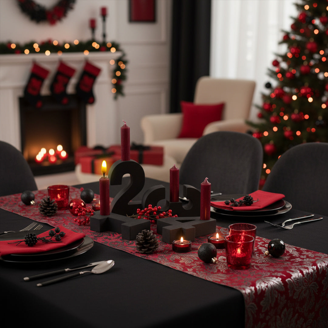 Adventszahlen Adventskranz 1-4 Kerzenhalter Zahlen aus Gießbeton Weihnachtsdeko Advent schwarz - Rot