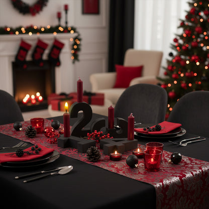 Adventszahlen Adventskranz 1-4 Kerzenhalter Zahlen aus Gießbeton Weihnachtsdeko Advent schwarz - Rot