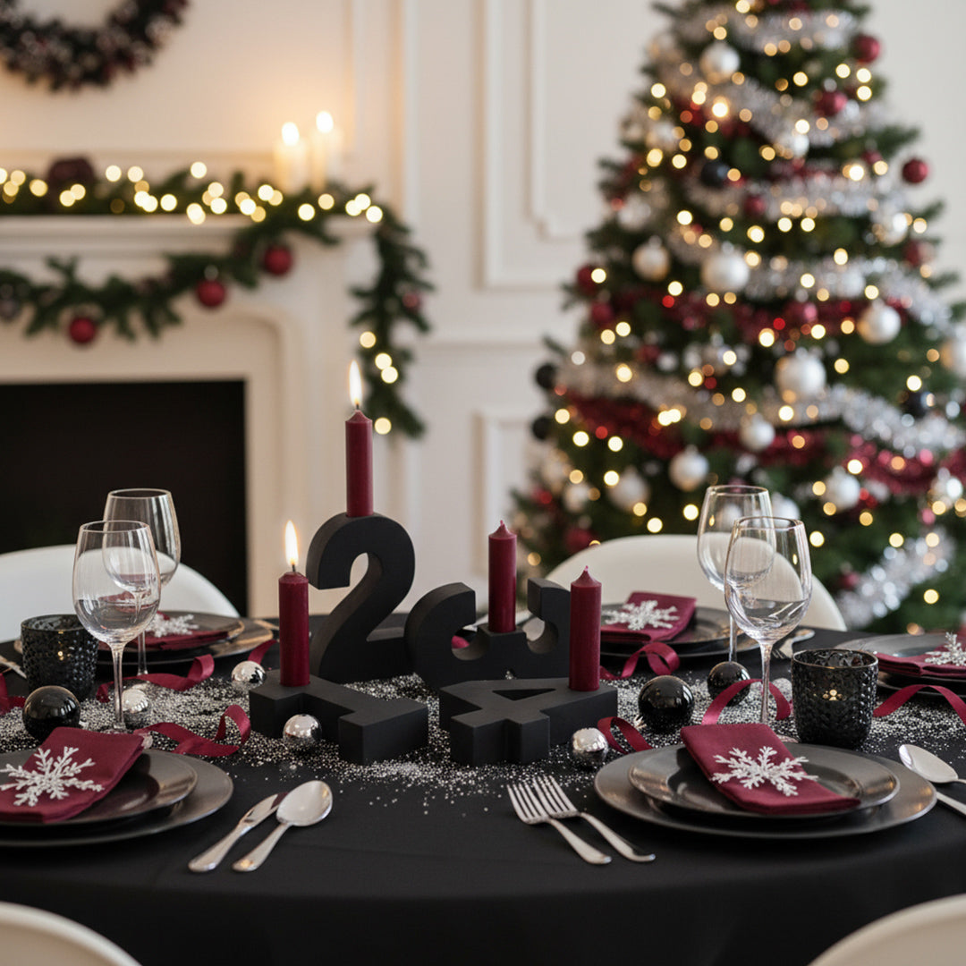 Adventszahlen Adventskranz 1-4 Kerzenhalter Zahlen aus Gießbeton Weihnachtsdeko Advent schwarz - Rot