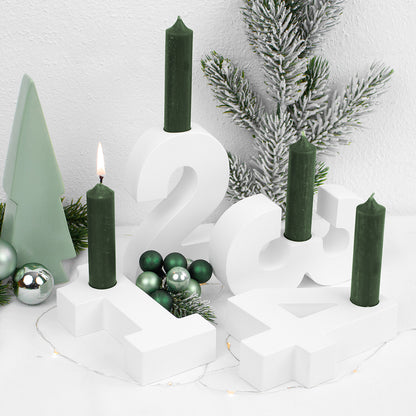Adventszahlen Adventskranz 1-4 Kerzenhalter Zahlen aus Gießbeton Weihnachtsdeko Advent weiß - Grün