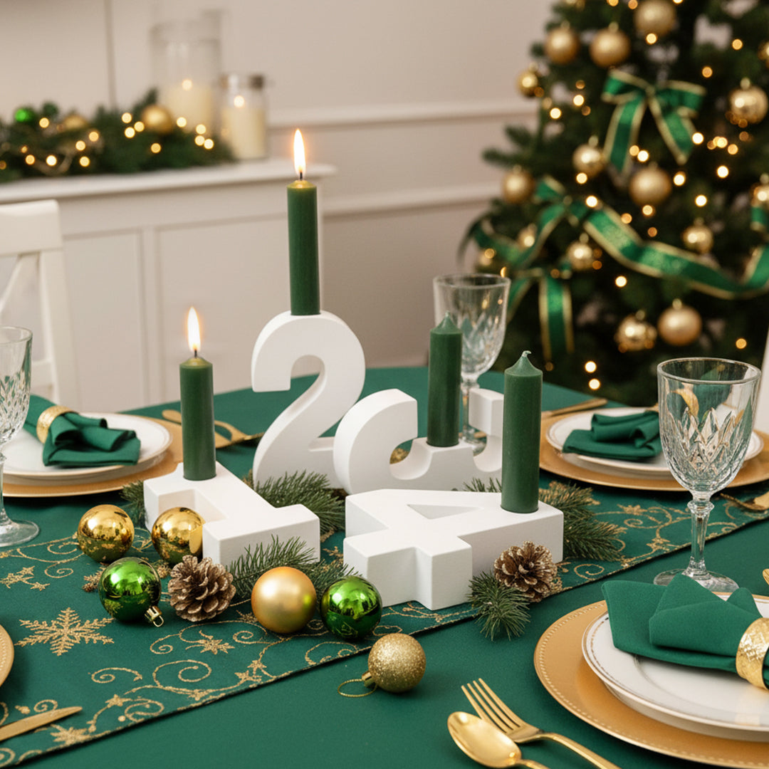 Adventszahlen Adventskranz 1-4 Kerzenhalter Zahlen aus Gießbeton Weihnachtsdeko Advent weiß - Grün
