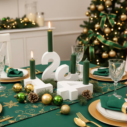 Adventszahlen Adventskranz 1-4 Kerzenhalter Zahlen aus Gießbeton Weihnachtsdeko Advent weiß - Grün