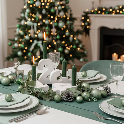 Adventszahlen Adventskranz 1-4 Kerzenhalter Zahlen aus Gießbeton Weihnachtsdeko Advent weiß - Grün