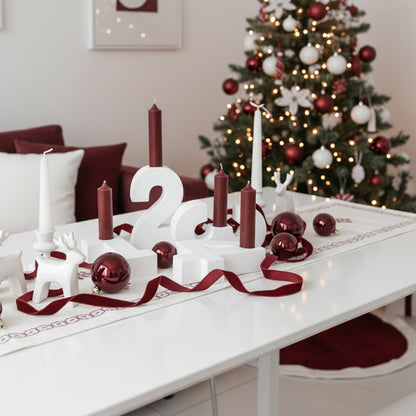 Adventszahlen Adventskranz 1-4 Kerzenhalter Zahlen aus Gießbeton Weihnachtsdeko Advent weiß - Rot