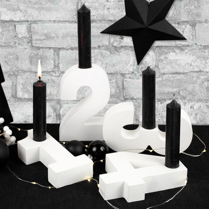 Adventszahlen Adventskranz 1-4 Kerzenhalter Zahlen aus Gießbeton Weihnachtsdeko Advent weiß - Schwarz