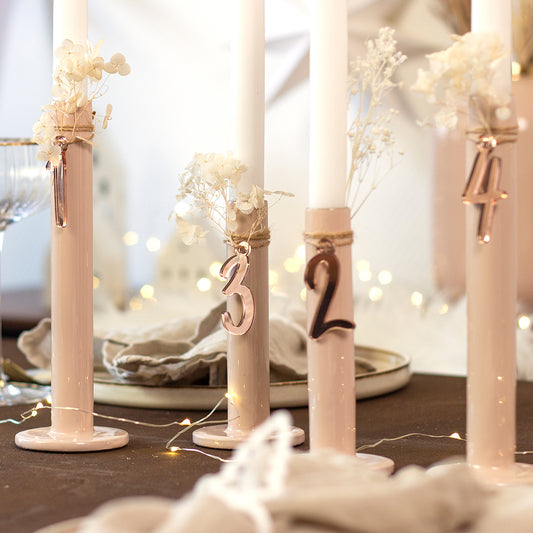 Adventskranz Zahlen Holz Anhänger 1-4 für Kerzen Adventszahlen Verspielt Silber/Roségold