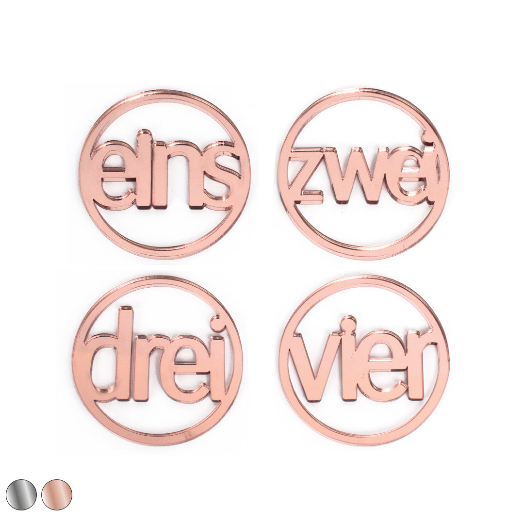 Adventskranz Zahlen Holz Anhänger 1-4 für Kerzen Adventszahlen Schreibmaschine Silber/Roségold