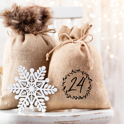 Bügelbild Adventskalender DIN A4 Folie zum Aufbügeln 1-24 Zahlen DIY Adventskalender Selbstgemacht Männer Frauen Kinder Kränze