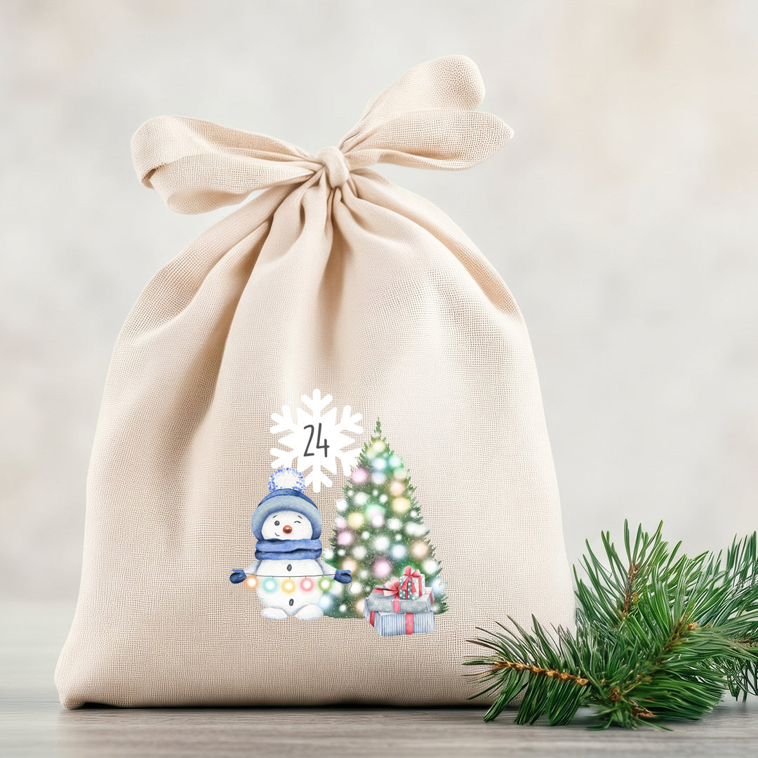 Bügelbild Adventskalender Schneemann DIN A4 Folie zum Aufbügeln 1-24 Zahlen DIY Adventskalender Selbstgemacht Kinder Schneefreunde