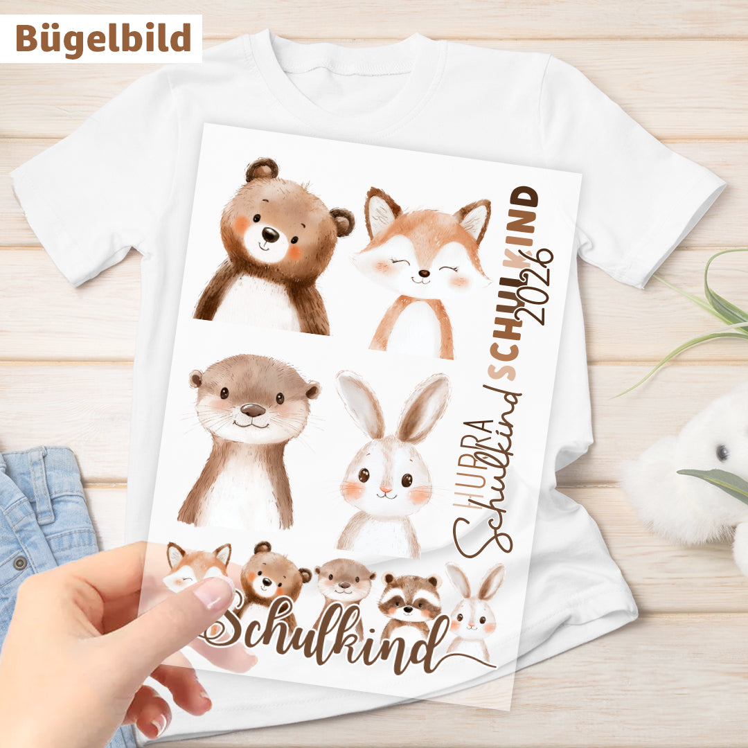 Bügelbild - Schulkind - Boho Waldtiere