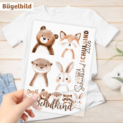 Bügelbild - Schulkind - Boho Waldtiere