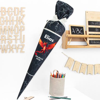 Deine Schultüte aus Stoff mit Wunschname - Jungs Modell 10 - 85 cm