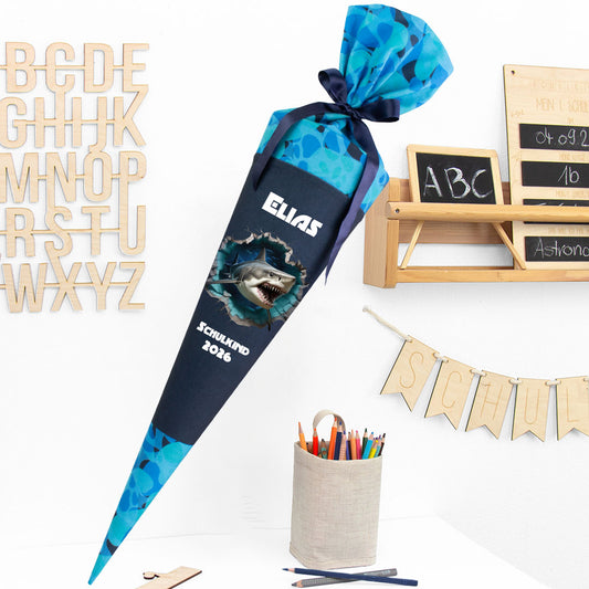 Deine Schultüte aus Stoff mit Wunschname - Jungs Modell 11 - 70 cm