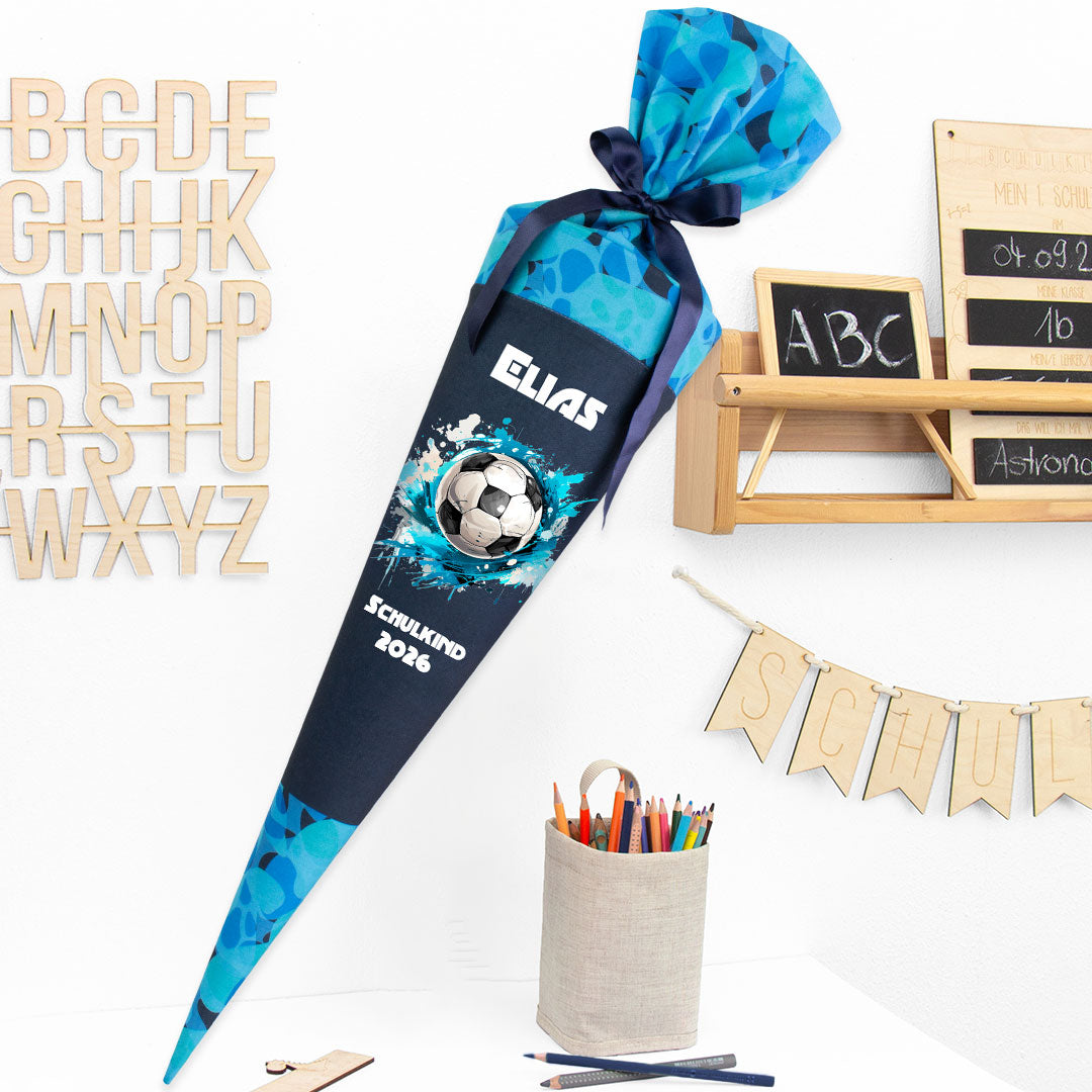 Deine Schultüte aus Stoff mit Wunschname - Jungs Modell 11 - 85 cm