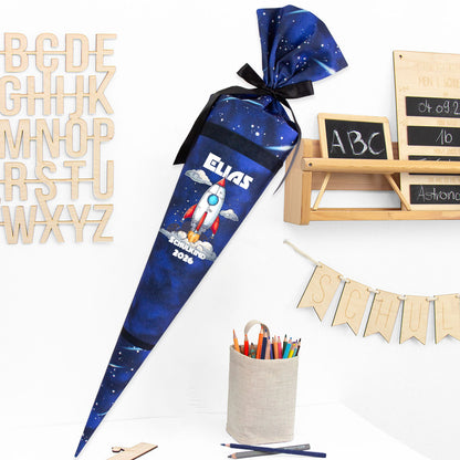 Deine Schultüte aus Stoff mit Wunschname - Jungs Modell 12 - 85 cm