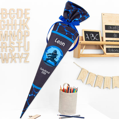 Deine Schultüte aus Stoff mit Wunschname - Jungs Modell 13 - 85 cm