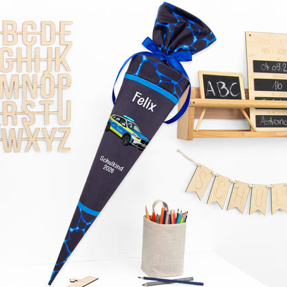 Deine Schultüte aus Stoff mit Wunschname - Jungs Modell 13 - 85 cm
