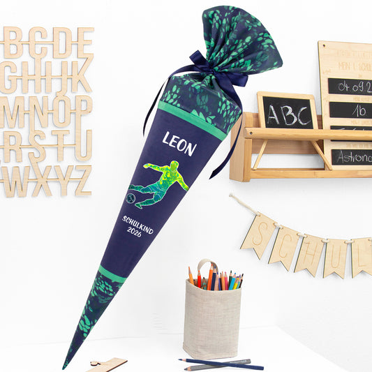 Deine Schultüte aus Stoff mit Wunschname - Jungs Modell 14 - 70 cm