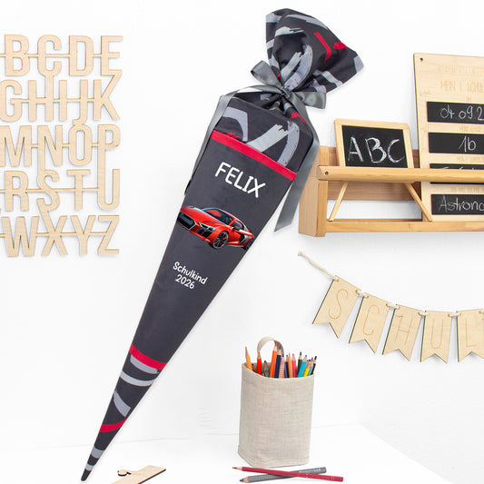 Deine Schultüte aus Stoff mit Wunschname - Jungs Modell 15 - 85 cm