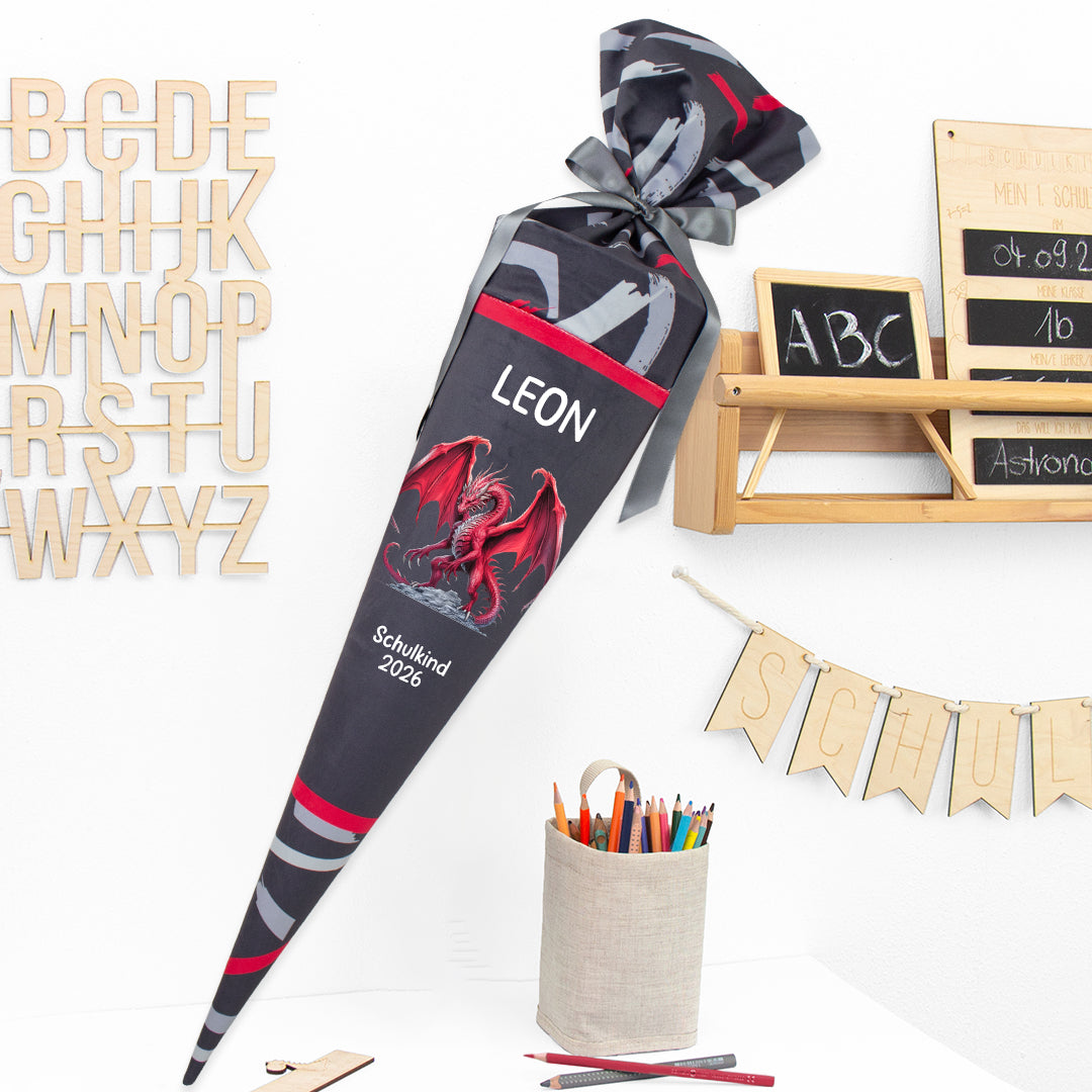 Deine Schultüte aus Stoff mit Wunschname - Jungs Modell 15 - 85 cm
