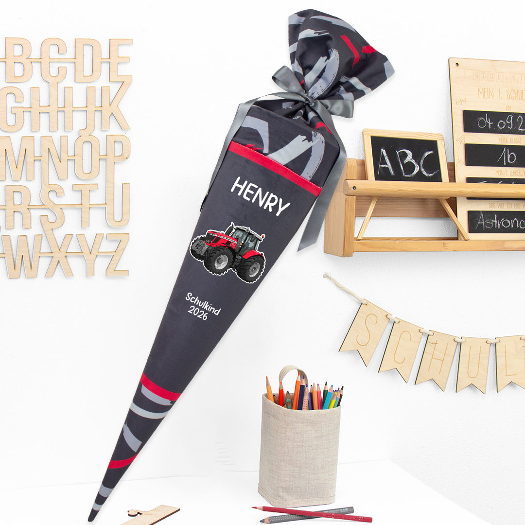 Deine Schultüte aus Stoff mit Wunschname - Jungs Modell 15 - 85 cm