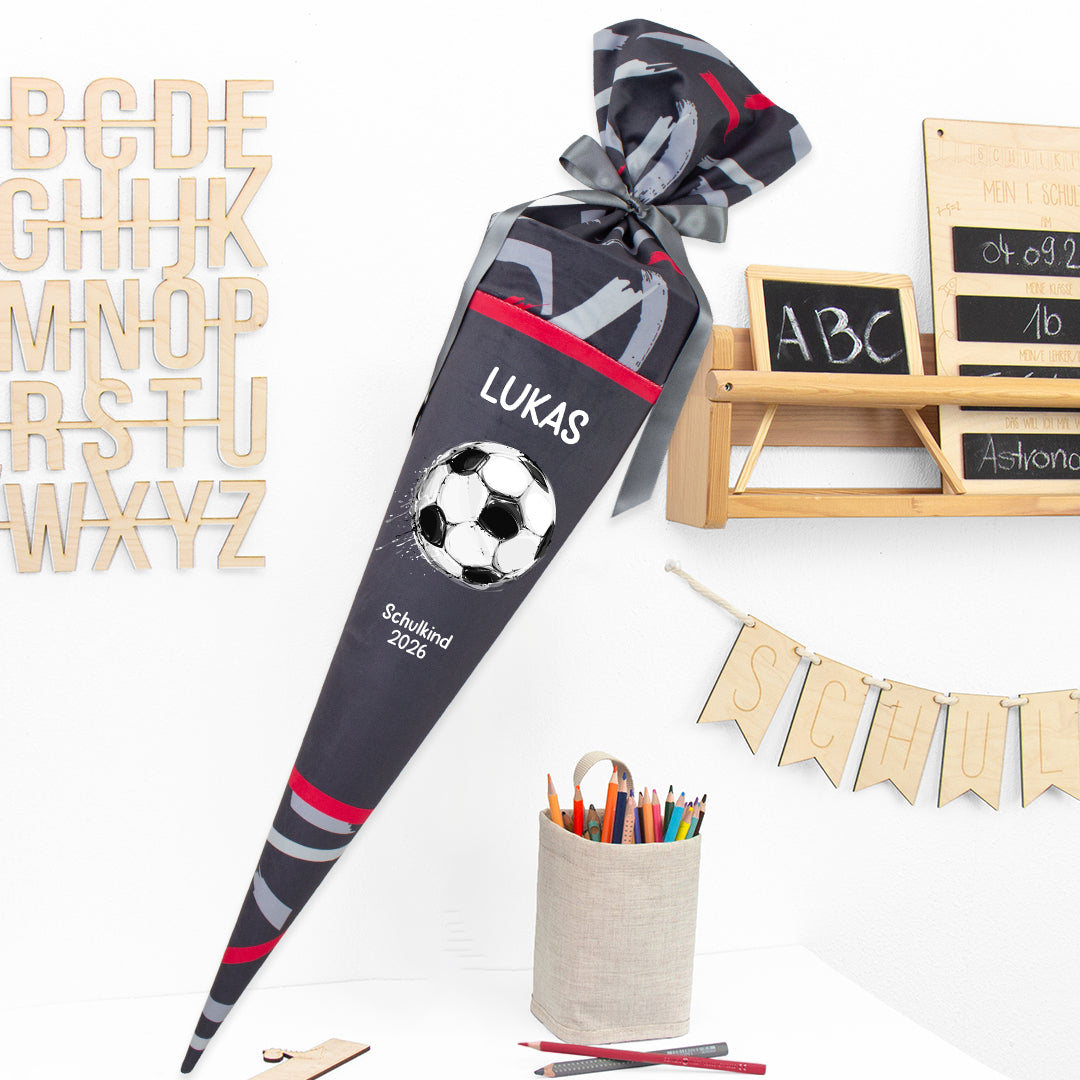 Deine Schultüte aus Stoff mit Wunschname - Jungs Modell 15 - 85 cm