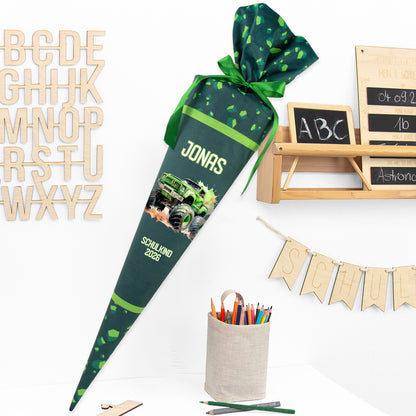 Deine Schultüte aus Stoff mit Wunschname - Jungs Modell 16 - 85 cm