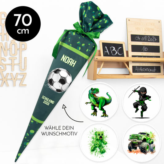 Deine Schultüte aus Stoff mit Wunschname - Jungs Modell 16 - 70 cm