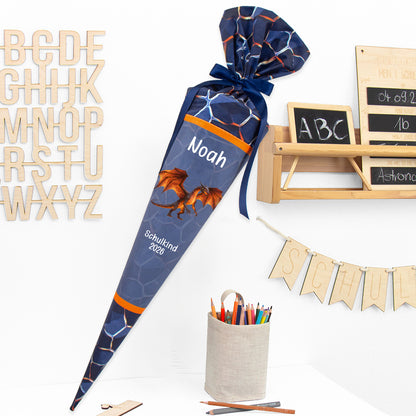 Deine Schultüte aus Stoff mit Wunschname - Jungs Modell 17 - 85 cm