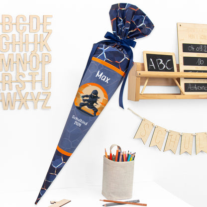 Deine Schultüte aus Stoff mit Wunschname - Jungs Modell 17 - 85 cm