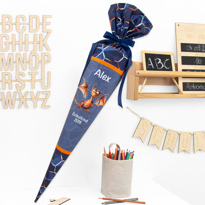 Deine Schultüte aus Stoff mit Wunschname - Jungs Modell 17 - 85 cm