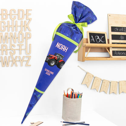 Deine Schultüte aus Stoff mit Wunschname - Jungs Modell 18 - 70 cm