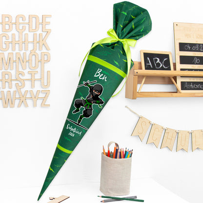 Deine Schultüte aus Stoff mit Wunschname - Jungs Modell 5 - 85 cm