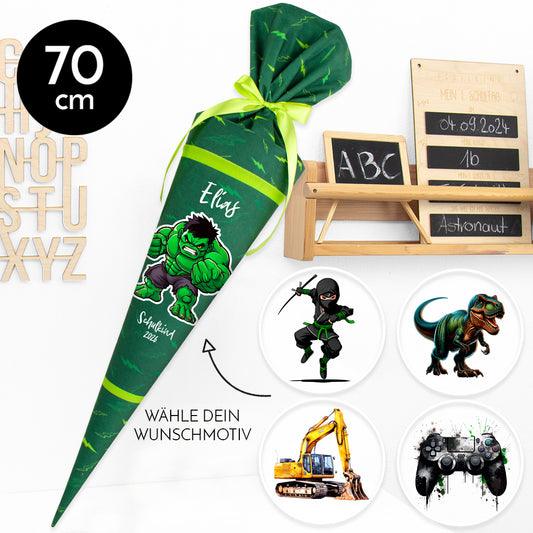 Deine Schultüte aus Stoff mit Wunschname - Jungs Modell 5 - 70 cm