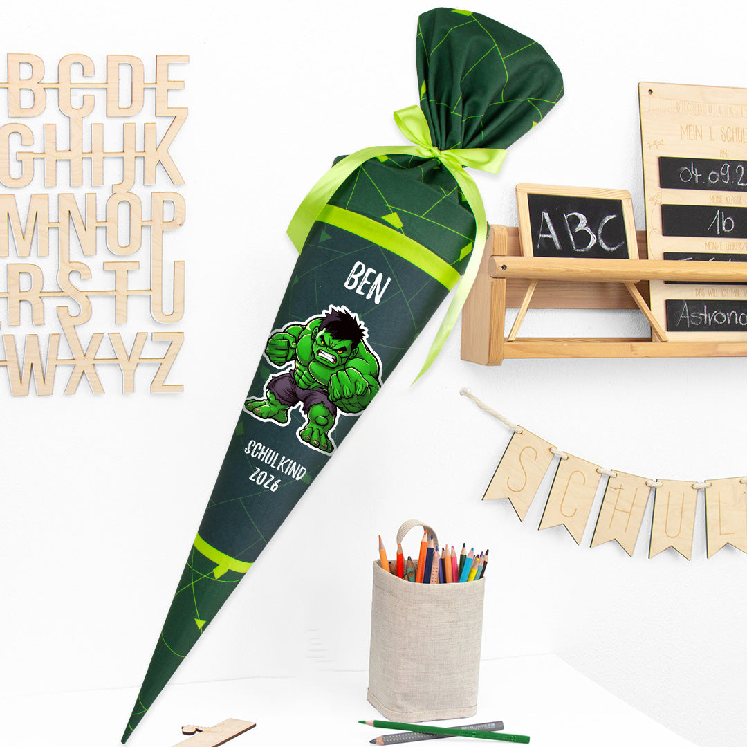 Deine Schultüte aus Stoff mit Wunschname - Jungs Modell 6 - 70 cm