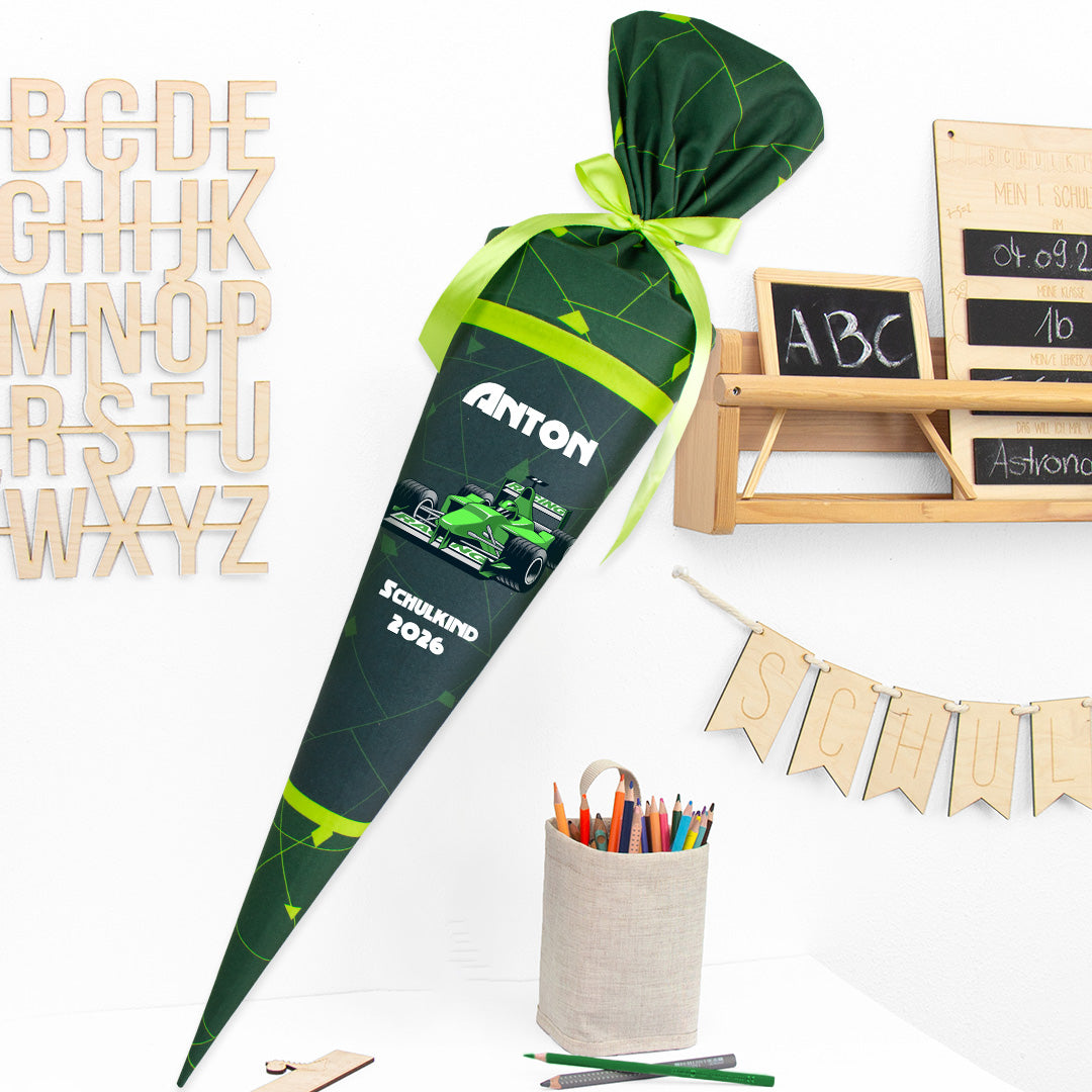 Deine Schultüte aus Stoff mit Wunschname - Jungs Modell 6 - 70 cm