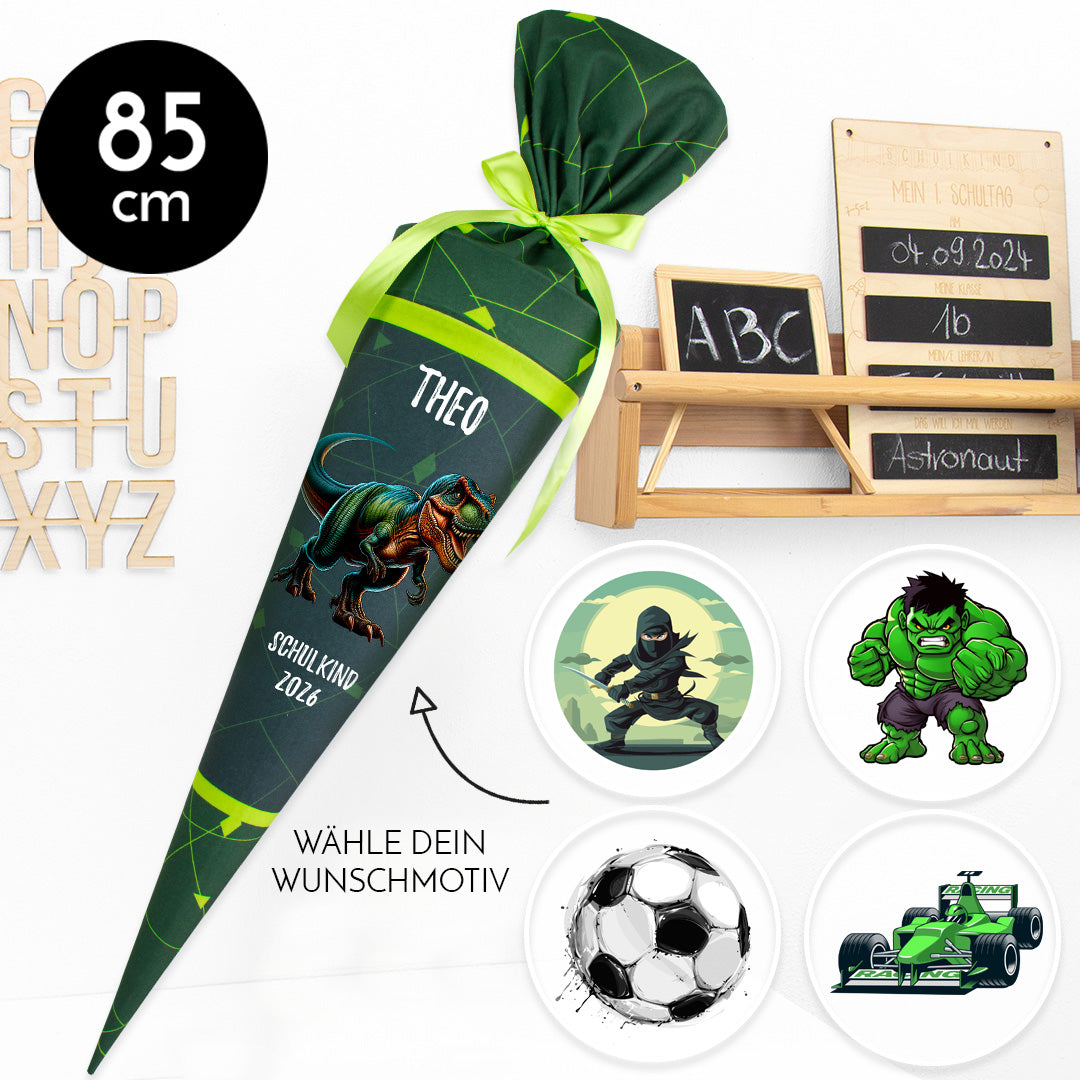 Deine Schultüte aus Stoff mit Wunschname - Jungs Modell 6 - 85 cm