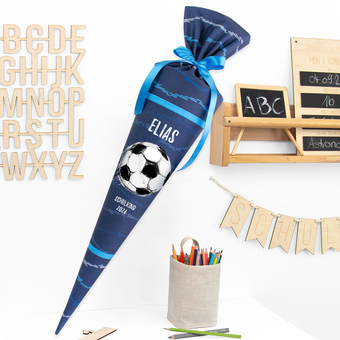 Deine Schultüte aus Stoff mit Wunschname - Jungs Modell 7 - 85 cm