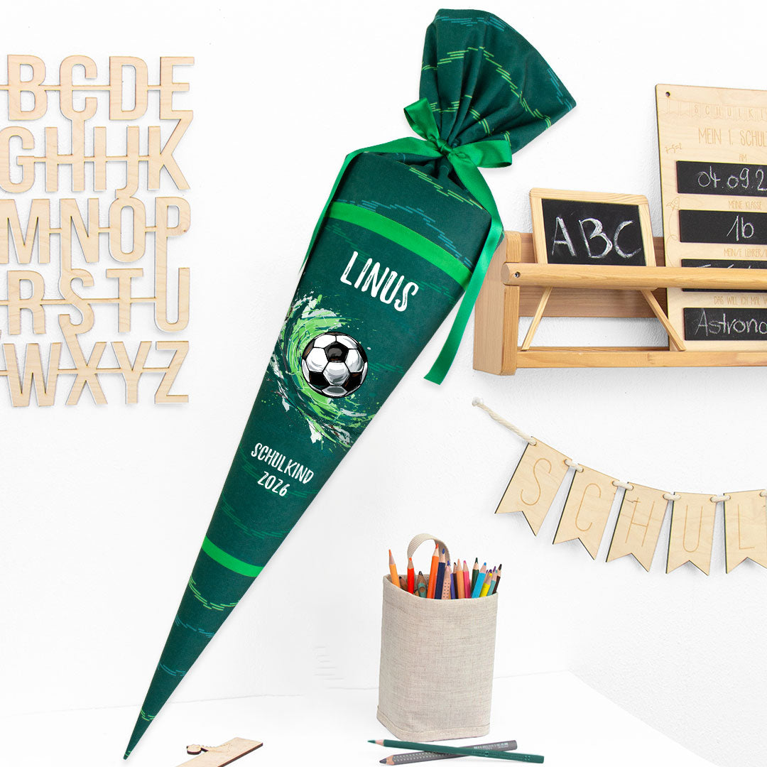 Deine Schultüte aus Stoff mit Wunschname - Jungs Modell 8 - 85 cm