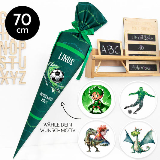 Deine Schultüte aus Stoff mit Wunschname - Jungs Modell 8 - 70 cm