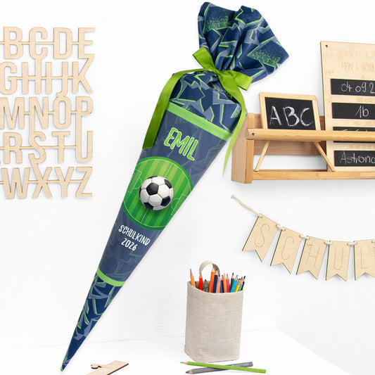 Deine Schultüte aus Stoff mit Wunschname - Jungs Modell 9 - 70 cm