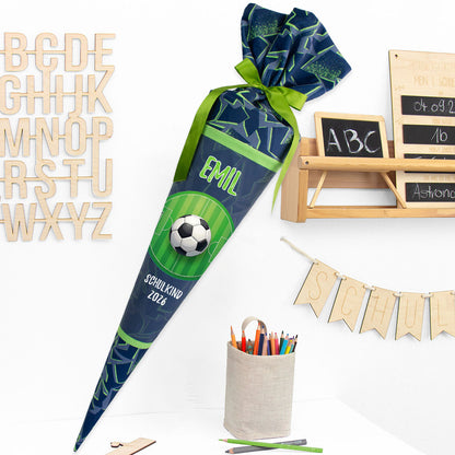 Deine Schultüte aus Stoff mit Wunschname - Jungs Modell 9 - 85 cm