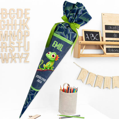 Deine Schultüte aus Stoff mit Wunschname - Jungs Modell 9 - 85 cm