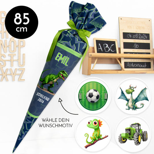 Deine Schultüte aus Stoff mit Wunschname - Jungs Modell 9 - 85 cm