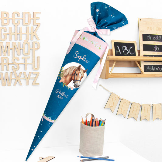 Deine Schultüte aus Stoff mit Wunschname - Mädchen Modell 10 - 70 cm