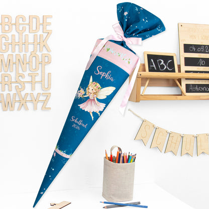 Deine Schultüte aus Stoff mit Wunschname - Mädchen Modell 10 - 85 cm