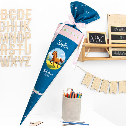 Deine Schultüte aus Stoff mit Wunschname - Mädchen Modell 10 - 85 cm