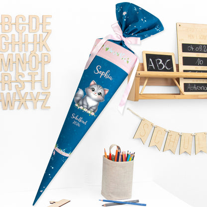 Deine Schultüte aus Stoff mit Wunschname - Mädchen Modell 10 - 85 cm