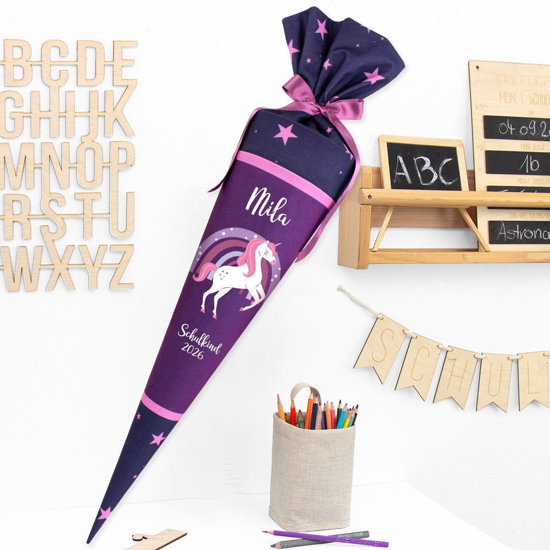 Deine Schultüte aus Stoff mit Wunschname - Mädchen Modell 11 - 85 cm