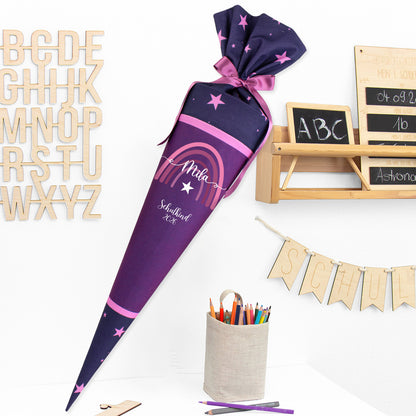 Deine Schultüte aus Stoff mit Wunschname - Mädchen Modell 11 - 85 cm